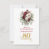 Bohemian Blush Burgundy 80e Verjaardag Bedankt (Voorkant)