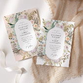 Bohemian Blush Elegante Bloemen Bruiloft Uitnodigi Kaart