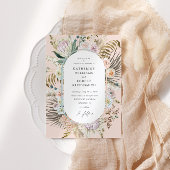 Bohemian Blush Elegante Bloemen Bruiloft Uitnodigi Kaart