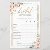 Bohemian blush floral Bridal Scattergories game (Voorkant)