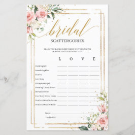 Bohemian blush floral Bridal Scattergories game