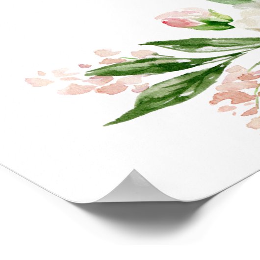 Bohemian Blush floral gold sparkles welkomstteken Poster (Hoek)