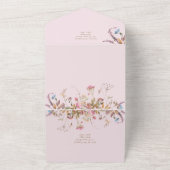 Bohemian Blush & Gold Wildflower Lijst Weddenschap All In One Uitnodiging (Buitenkant)