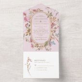 Bohemian Blush & Gold Wildflower Lijst Weddenschap All In One Uitnodiging (Binnen)