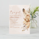 Bohemian Blush Pampas Grass Orchid Baby shower Kaart (Staand voorkant)