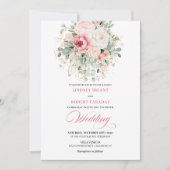 Bohemian Blush Peonies Gold Glitter Wedding Invite Kaart (Voorkant)