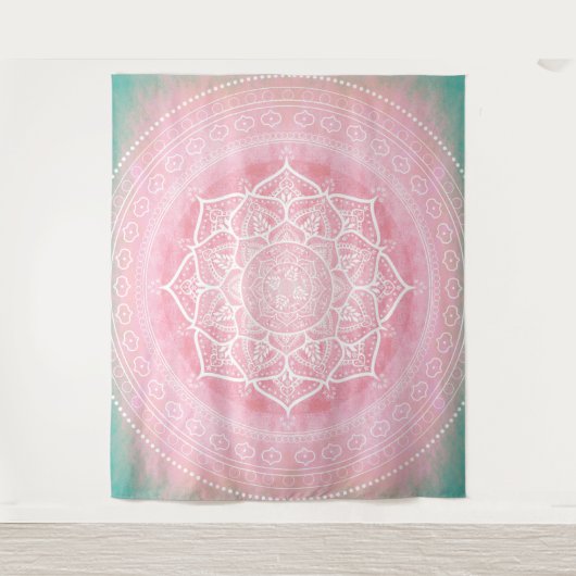 Bohemian Blush Pink & Blue Wandkleed (Voorkant)