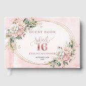 Bohemian Blush Pink Flowers Greenery Gold 16th Gastenboek (Voorkant)