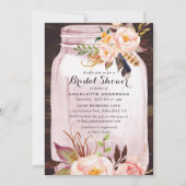 Bohemian Blush Pink Mason Jar Floral Vrijgezellenf Kaart (Voorkant)
