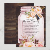Bohemian Blush Pink Mason Jar Floral Vrijgezellenf Kaart (Voorkant / Achterkant)