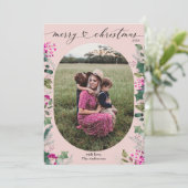 Bohemian Blush Roze 1 foto Merry Christmas Kaart (Staand voorkant)