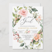 Bohemian blush roze bloemenboho het is een meisje  kaart (Voorkant)