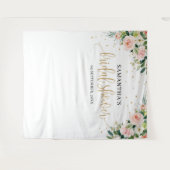 Bohemian blush roze floral rozen vrijgezellenfeest wandkleed (Voorkant (horizontaal))