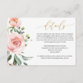 Bohemian blush roze perzik bloemengoud details kaa informatiekaartje (Voorkant)