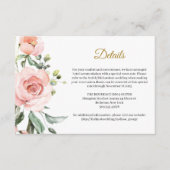 Bohemian blush roze perzik bloemengoud details kaa informatiekaartje (Voorkant)