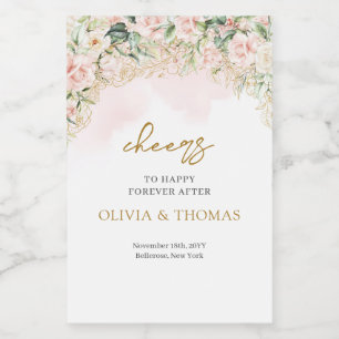 Bohemian Blush rozen eucalyptus en gouden bruiloft Wijn Etiket