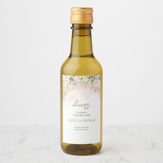 Bohemian Blush rozen eucalyptus en gouden bruiloft Wijn Etiket (Voorkant)