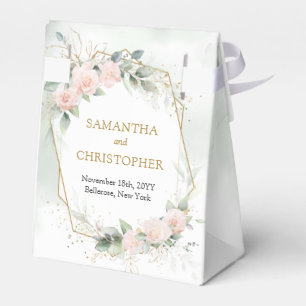 Bohemian Blush rozen eucalyptus gouden bruiloft Bedankdoosjes