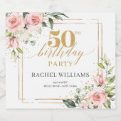 Bohemian Blush rozen eucalyptusgoud 50ste verjaard Sparkling Wijnetiket (Enkel label)