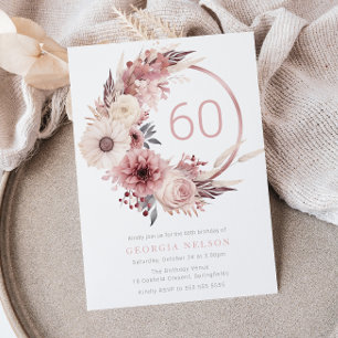 Bohemian Blush Wreath 60e Verjaardagsfeestje Kaart