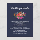 Bohemian Boeket - Navy Blue Bruiloft Details Informatiekaartje (Voorkant)