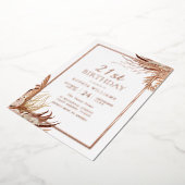 Bohemian Boho 21e verjaardag Roos Gold Folie Uitnodiging (Gedraaid)