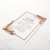 Bohemian Boho 60e verjaardag Roos Gold Folie Uitnodiging (Gedraaid)