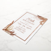 Bohemian Boho 70e verjaardag Roos Gold Folie Uitnodiging (Gedraaid)