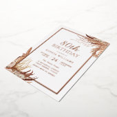 Bohemian Boho 80th Birthday Party Roos Gold Folie Uitnodiging (Gedraaid)