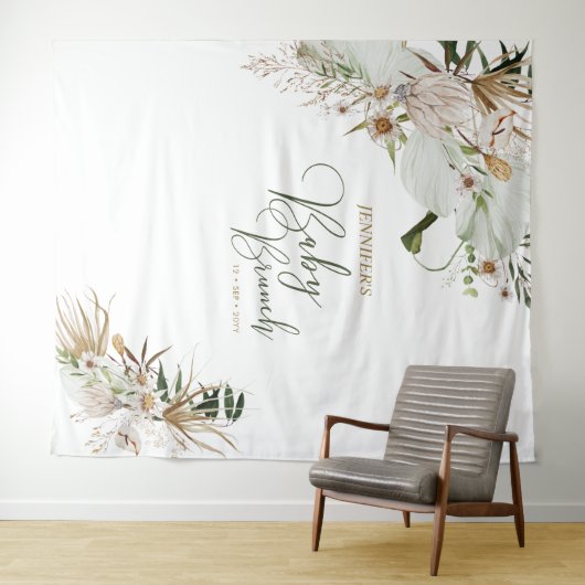 Bohemian Boho Baby Brunch Decor Backdrop Wandkleed (In Situ (horizontaal))