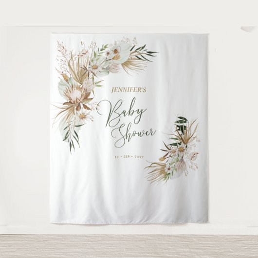 Bohemian Boho Baby Shower Decoratie Achtergrond Wandkleed (Voorkant)