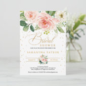 Bohemian boho blush roze bloemenbruin en gouden br kaart (Staand voorkant)