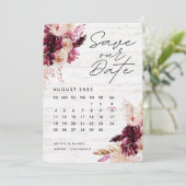 Bohemian Boho Burgundy Red Agenda bewaart de datum Kaart (Staand voorkant)