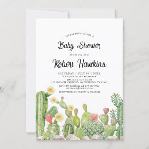 Bohemian Boho Cactus Genderneutraal Baby shower Kaart