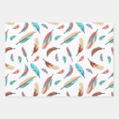 Bohemian Boho Chic Feather Pattern Inpakpapier Vel (Voorkant)