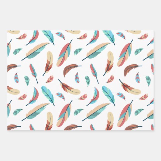 Bohemian Boho Chic Feather Pattern Inpakpapier Vel (Voorkant)