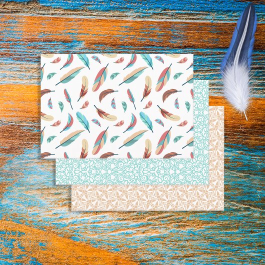 Bohemian Boho Chic Feather Pattern Inpakpapier Vel