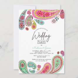 Bohemian Boho Chic roze Indian Paisley Wedding Kaart