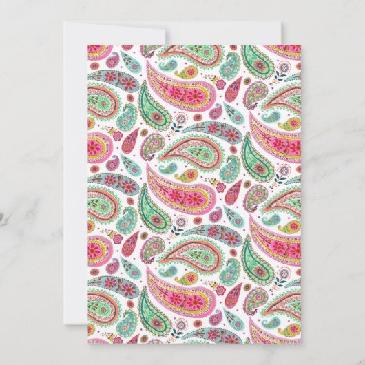 Bohemian Boho Chic roze Indian Paisley Wedding Kaart (Achterkant)