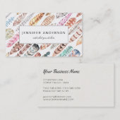 Bohemian Boho Colorful Waterverf Feathers Visitekaartje (Voorkant / Achterkant)