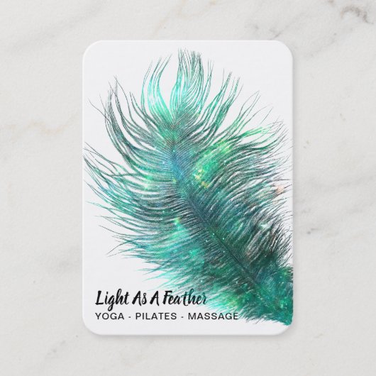 *~* Bohemian Boho Cosmic Emerald Feather Visitekaartje (Voorkant)