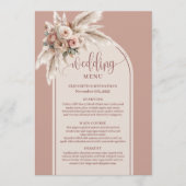 Bohemian Boho Dusty Rose Pampas Floral Wedding  Menu (Voorkant)