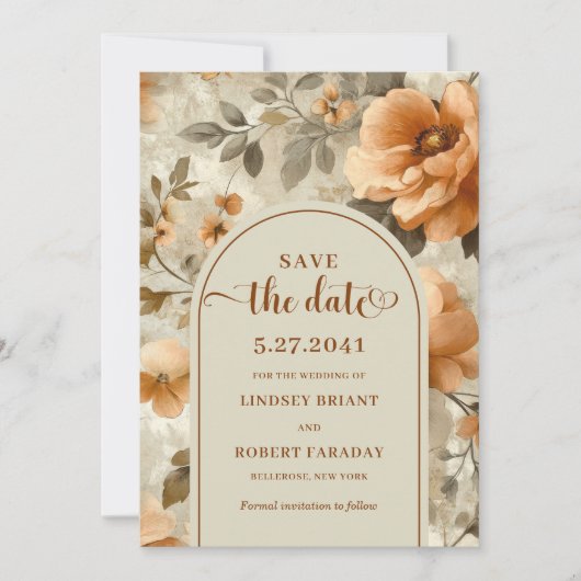 Bohemian Boho Earthy Ivory Sage Floral Save Date Kaart (Voorkant)