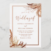 Bohemian Boho Elegant Wedding Roos Gold Folie Uitnodiging (Voorkant)