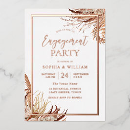 Bohemian Boho Engagement Party Roos Gold Folie Uitnodiging