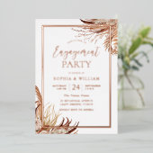 Bohemian Boho Engagement Party Roos Gold Folie Uitnodiging (Staand Voorkant)