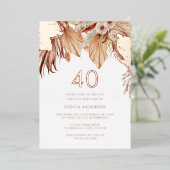 Bohemian Boho Floral 40e verjaardag Roos Gold Folie Uitnodiging (Staand Voorkant)