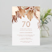 Bohemian Boho Floral 70e verjaardag Roos Gold Folie Uitnodiging (Staand Voorkant)