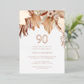 Bohemian Boho Floral 90e verjaardag Roos Gold Folie Uitnodiging (Staand Voorkant)