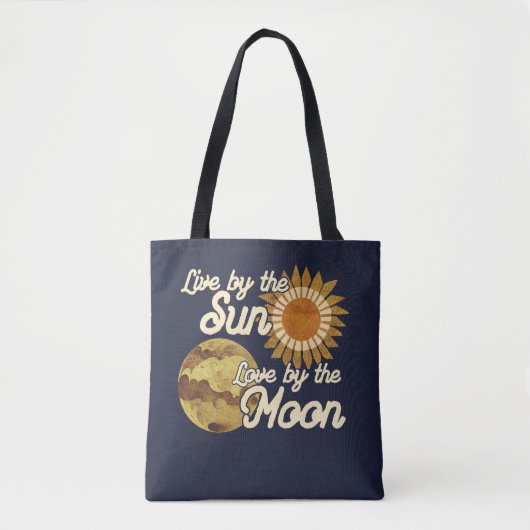 Bohemian Boho Folk Art Moon Zon Hemelse Marine Tote Bag (Voorkant)